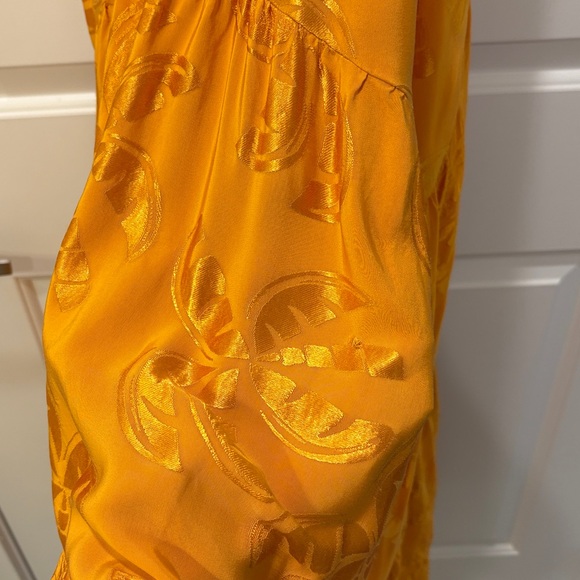 Farm Rio x Anthropologie Orange/Gold V-Neck Tiered Maxi Dress, Size S - Picture 13 of 14